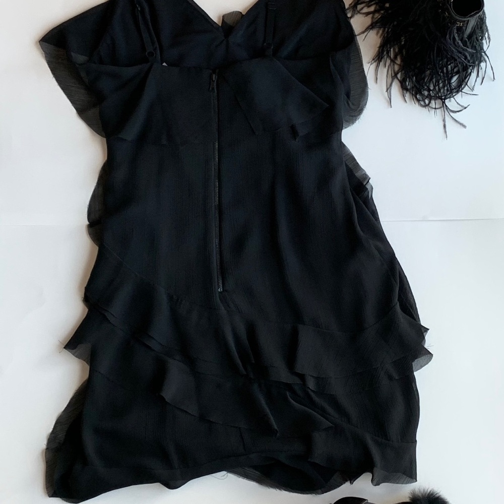 ALICE & OLIVIA FLIRTY BLACK RUFFLE MINI DRESS - Picture 8 of 10